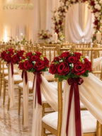 Flower Ball for Wedding Table Centerpieces, 10 Pcs Artificial Roses in Crimson, alternate view 4