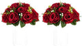 Flower Ball for Wedding Table Centerpieces, 2 Pcs Artificial Roses in Crimson