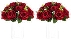 Flower Ball for Wedding Table Centerpieces, 2 Pcs Artificial Roses in Crimson
