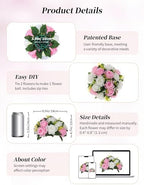 Flower Balls Centerpieces for Table: 6 Pcs Pink White Faux Roses in 9.5"x4.75" in Pink & White, alternate view 5