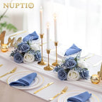 Flower Balls for Centerpieces, Dusty Blue & White Artificial Rose in Dusty Blue & White, alternate view 2