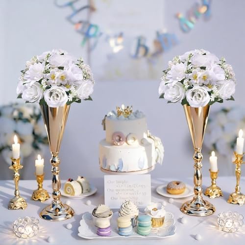 Flower Balls for Centerpieces Tables: 10 PCS White Flowers for Centerpieces in White, alternate view 7