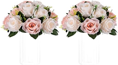 Flower Balls for Table Centerpieces: Artificial Rose Arrangement in Peachy Pink & Creamy White