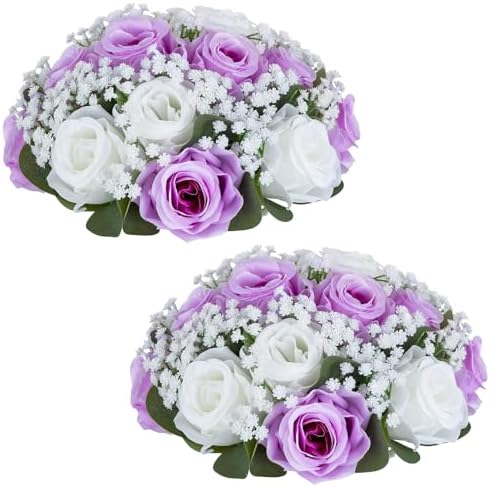 Flower Balls for Table Centerpieces: Purple & White Artificial Rose in Lilac