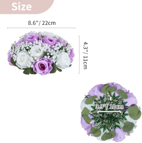 Flower Balls for Table Centerpieces: Purple & White Artificial Rose in Lilac, alternate view 3