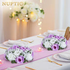 Flower Balls for Table Centerpieces: Purple & White Artificial Rose in Lilac, alternate view 4
