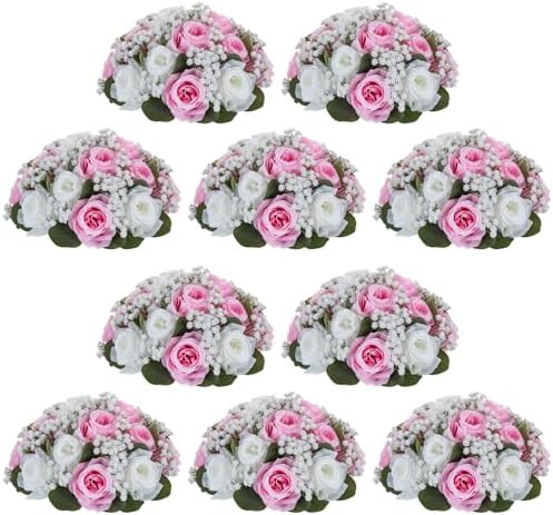Flower Balls for Table Centerpieces: White & Pink Artificial Flowers in Pink