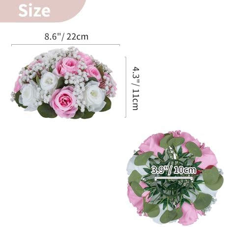Flower Balls for Table Centerpieces: White & Pink Artificial Flowers in Pink, alternate view 3