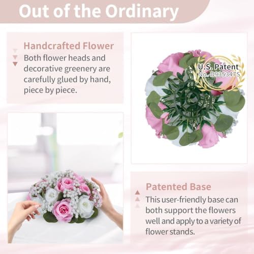 Flower Balls for Table Centerpieces: White & Pink Artificial Flowers in Pink, alternate view 5