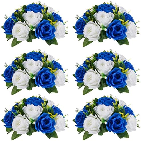 Flower Balls for Wedding Centerpieces - 6 Pcs 9.5 inch Diameter Fake Flower Ball Arrangement Bouquet Party