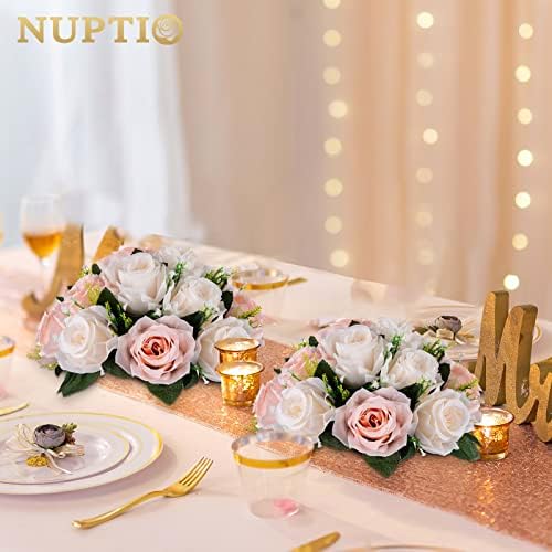 Flower Balls for Wedding Centrepieces - 10 Pcs 9.5in Diameter Artificial Flower Ball Arrangement Bouquet Peachy, alternate