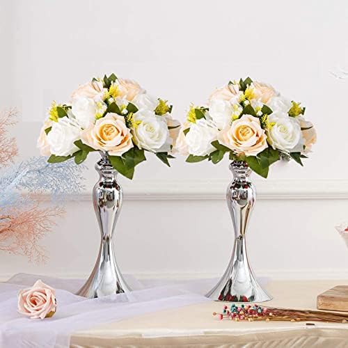 Flower Balls Table Rose Centerpieces: 2 Pcs Fake Flowers Champagne White in 5.9’’(H) in Peach Champagne & White, alternate