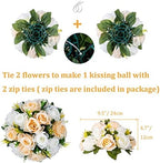Flower Balls Table Rose Centerpieces: 2 Pcs Fake Flowers Champagne White in 5.9’’(H) in Peach Champagne & White, alternate