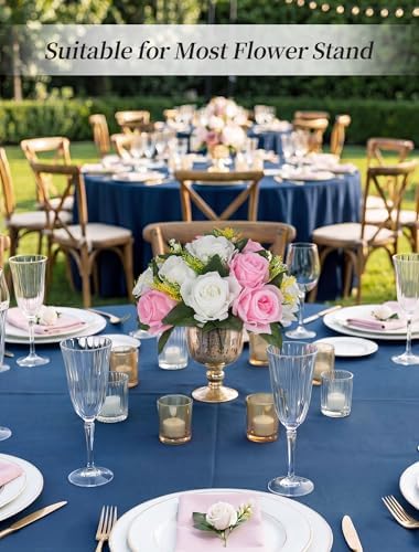 Flower Balls Wedding Centerpieces: 10 Pcs Pink White Fake Roses in 9.5"x4.75" in Pink & White, alternate view 2