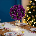 Flower Balls Wedding Rose Centerpieces 6 Pcs Purple Fake Flowers with Base Kissing Balls Decor Artificial Floral, alternate