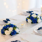 Flower Balls Wedding Rose Centerpieces for Wedding Table, 10 Pcs in 9.5"x4.75" in Royal Blue White, alternate view 2