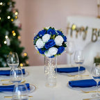 Flower Balls Wedding Rose Centerpieces for Wedding Table, 10 Pcs in 9.5"x4.75" in Royal Blue White, alternate view 3