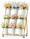 Flower Bar Stand, 3 Layers Metal Flower Cart, Slanted Flower Display Stand