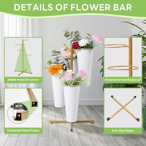 Flower Bar Stand, Freestanding Metal Flower Display Stand for Wedding, alternate view 3