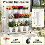 Flower Bar Stand with 12 Buckets, 3-Tier Metal Flower Display Stand, Mobile Flower Cart with Wheels for Bouquet, alternate