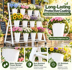Flower Bar Stand with 12 Buckets, 3-Tier Metal Flower Display Stand, Mobile Flower Cart with Wheels for Bouquet, alternate