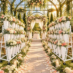 Flower Bar Stand with 12 Buckets, 3-Tier Metal Flower Display Stand, Mobile Flower Cart with Wheels for Bouquet, alternate