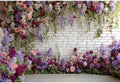 Flower Brick Wall Backdrop 9x6ft Violet Flowers Photography Backdrops in 9x6ft