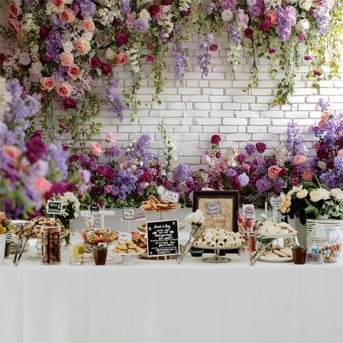 Flower Brick Wall Backdrop 9x6ft Violet Flowers Photography Backdrops in 9x6ft, alternate view 5