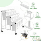 Flower Cart Display Stand with 12 Buckets, White in White, alternate view 4
