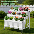 Flower Cart Display Stand with 12 Buckets, White in White, alternate view 5
