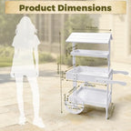 Flower Cart Display Stand with Wheels Candy Cart Plant Stand in white, alternate view 2