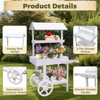 Flower Cart Display Stand with Wheels Candy Cart Plant Stand in white, alternate view 3