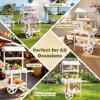 Flower Cart Display Stand with Wheels Candy Cart Plant Stand in white, alternate view 6