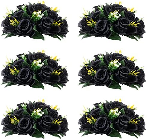 Flower Centerpieces for Wedding Tables: Black, 6 Packs in Black