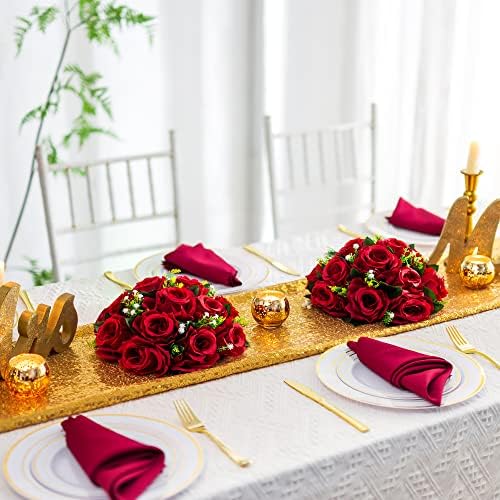 Flower Centerpieces for Wedding Tables: Crimson, 10 Packs in Crimson, alternate view 2