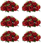 Flower Centerpieces for Wedding Tables: Crimson, 6 Packs in Crimson