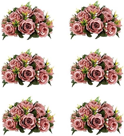 Flower Centerpieces for Wedding Tables: Dusty Rose, 6 Packs in Dusty Rose