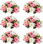 Flower Centerpieces for Wedding Tables: Pink & White, 6 Packs in Pink & White