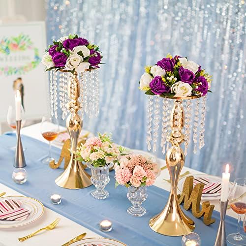 Flower Centerpieces for Wedding Tables: Purple & White, 6 Packs in Purple & White, alternate view 4