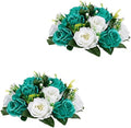 Flower Centerpieces for Wedding Tables: Teal & White, 2 Packs in Teal & White