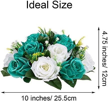 Flower Centerpieces for Wedding Tables: Teal & White, 2 Packs in Teal & White, alternate view 3