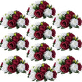 Flower Centerpieces Wedding Tables: Burgundy & White, 10 Packs in Burgundy & White