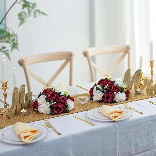 Flower Centerpieces Wedding Tables: Burgundy & White, 10 Packs in Burgundy & White, alternate view 2