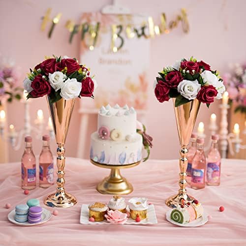 Flower Centerpieces Wedding Tables: Burgundy & White, 10 Packs in Burgundy & White, alternate view 4