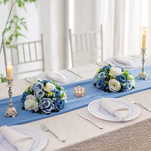 Flower Centerpieces Wedding Tables: Dusty Blue & White, 10 Packs in Dusty Blue & White, alternate view 2