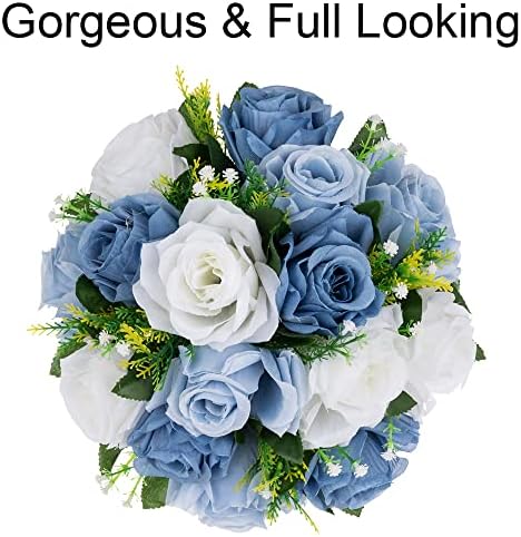 Flower Centerpieces Wedding Tables: Dusty Blue & White, 10 Packs in Dusty Blue & White, alternate view 6