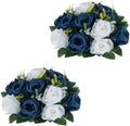 Flower Centerpieces Wedding Tables: Navy Blue & White, 2 Packs in Navy Blue & White
