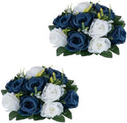 Flower Centerpieces Wedding Tables: Navy Blue & White, 2 Packs in Navy Blue & White