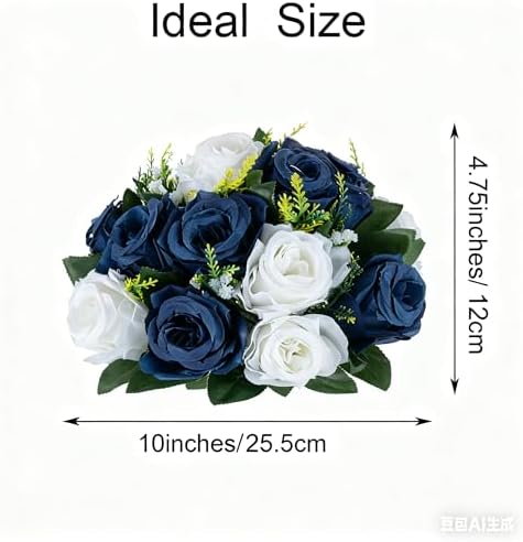 Flower Centerpieces Wedding Tables: Navy Blue & White, 2 Packs in Navy Blue & White, alternate view 3