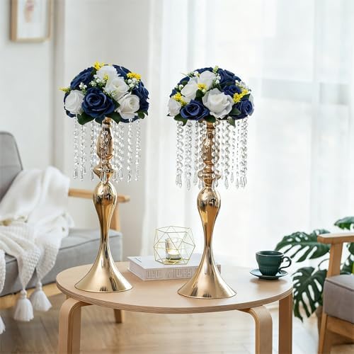 Flower Centerpieces Wedding Tables: Navy Blue & White, 2 Packs in Navy Blue & White, alternate view 6